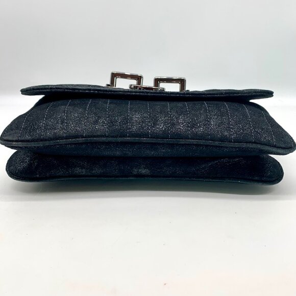 Treesje Black Leather Suede Buckle Clutch - Picture 5 of 10